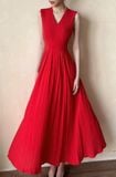  Ela Dress - Đầm Midi Cổ V Xếp Ly V09 