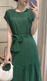  Evergreen Dress - Đầm Kẻ Sọc Đai Lưng PQ69 