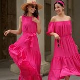  Đầm xô lụa trễ vai L34 