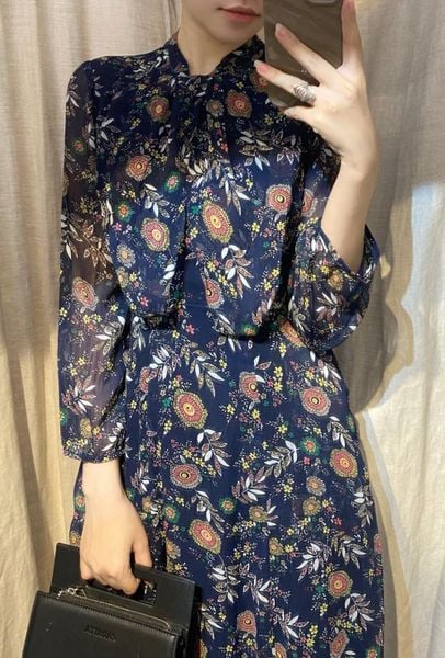  Eleanor Dress - Đầm voan tay dài in Hoa D03 