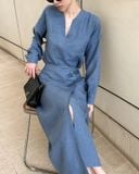  Heidi Set - Áo Cổ V Và Chân Váy Vạt Chéo S06 