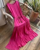  Gracie Dress - Đầm xô lụa sát nách hồng D054 