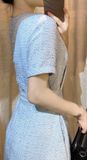  Rosie Dress - Đầm midi tweed cổ tim đắp chéo ngực tay ngắn D386 