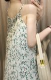  Đầm cổ yếm voan - in bông các màu D698 