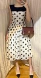  Eleanor Dress - Đầm Cổ Vuông Hoạ Tiết Chấm Bi E02 