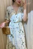 Floral Dress - Đầm voan cổ V in hoa , chun eo - D710 