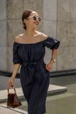  Raven Dress - Đầm linen trễ vai thắt nơ D306 D307 