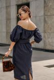  Raven Dress - Đầm linen trễ vai thắt nơ D306 D307 