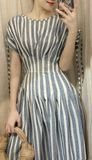  Cissy Dress - Đầm Linen Kẻ Sọc L074 