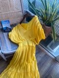  Fez Dress - Đầm xô lụa xếp ly vai D318 