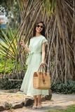  Evergreen Dress - Đầm Kẻ Sọc Đai Lưng PQ69 