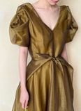  Helena Dress - Đầm Hoa Hồng Tay Phồng Q1013 