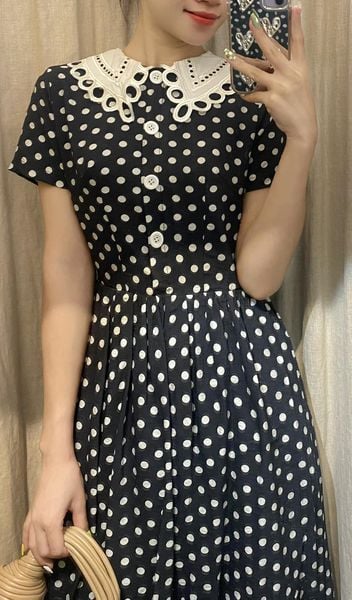  Amy Dress - Đầm chấm bi cổ ren D265 