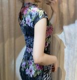  Mira Dress - Đầm body len hoa hồng nền đen D279 