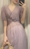  Lamie Dress - Đầm Cổ V Tay Ngắn E10 