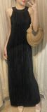  Gracelynn Dress - Đầm dập ly đen cổ bèo D157 