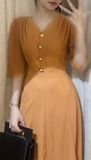  Heri Dress - Đầm Tay Ngắn đính nút 