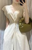  Ali Dress - Đầm Xoắn Eo Linen D909 