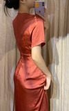 Adeline Dress - Đầm Lụa Cổ V Tay Ngắn E44 