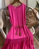  Gracie Dress - Đầm xô lụa sát nách hồng D054 