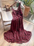  Ellie Dress - Đầm 2 dây cột nơ caro đỏ đen - LN0422.D02 