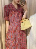  Danna Dress - Đầm sơ mi họa tiết ô vuông đỏ D204 
