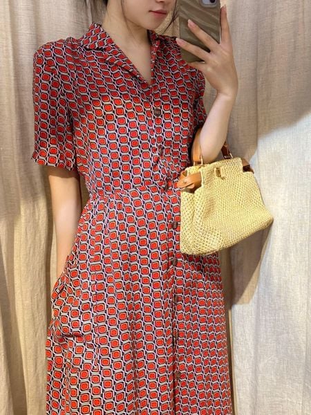  Danna Dress - Đầm sơ mi họa tiết ô vuông đỏ D204 