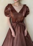  Helena Dress - Đầm Hoa Hồng Tay Phồng Q1013 