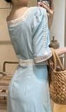  Jolie Dress - Đầm Cổ Vuông Phối Ren L55 