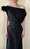  Zinnia Dress - Đầm Linen Lệch Vai Hoa Hồng D989 
