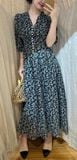  Melina Dress - Đầm voan in hoa có cúc - D01 