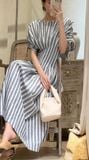 Cissy Dress - Đầm Linen Kẻ Sọc L074 