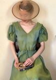  Helena Dress - Đầm Hoa Hồng Tay Phồng Q1013 
