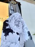  Layla Dress - Đầm cổ yếm xám in hoa - D251 