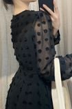  Ciara Dress - Đầm Voan Nổi Tay Dài E87 