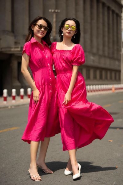  Callie Dress - Đầm cổ vuông nhấn eo 4 tầng D02 