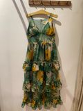  Gabriela Dress - Đầm 2 dây 3 tầng hoa vàng lá xanh  D593 