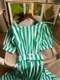  Aurora Dress - Đầm Tay Ngắn Kẻ Sọc Đai Eo D930 