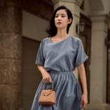  Freedom cotton dress Đầm cotton xám, nhấn eo D220 