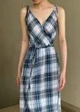  Adriana Dress - Đầm 2 dây caro chéo vạt  D968 