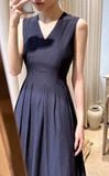  Ela Dress - Đầm Midi Cổ V Xếp Ly V09 