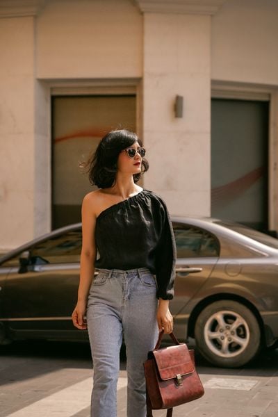  Áo linen lệch vai 1 bên tay A80 A81 
