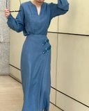  Heidi Set - Áo Cổ V Và Chân Váy Vạt Chéo S06 