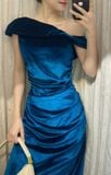  Vanessa Dress - Đầm nhung mềm nơ lệch vai D89 