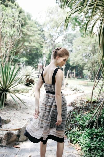  Mina Dress - Đầm 2 Dây Lụa Phối Lưới Cứng C002 
