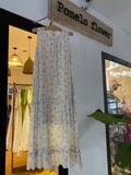  Blakely Dress - Đầm sát nách nền trắng in bông nâu  - D609 
