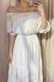  Laurel Dress - Đầm xô lụa trễ vai trắng D71 