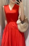  Ela Dress - Đầm Midi Cổ V Xếp Ly V09 