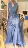  Ela Dress - Đầm Midi Cổ V Xếp Ly V09 