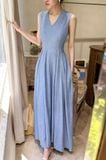  Ela Dress - Đầm Midi Cổ V Xếp Ly V09 